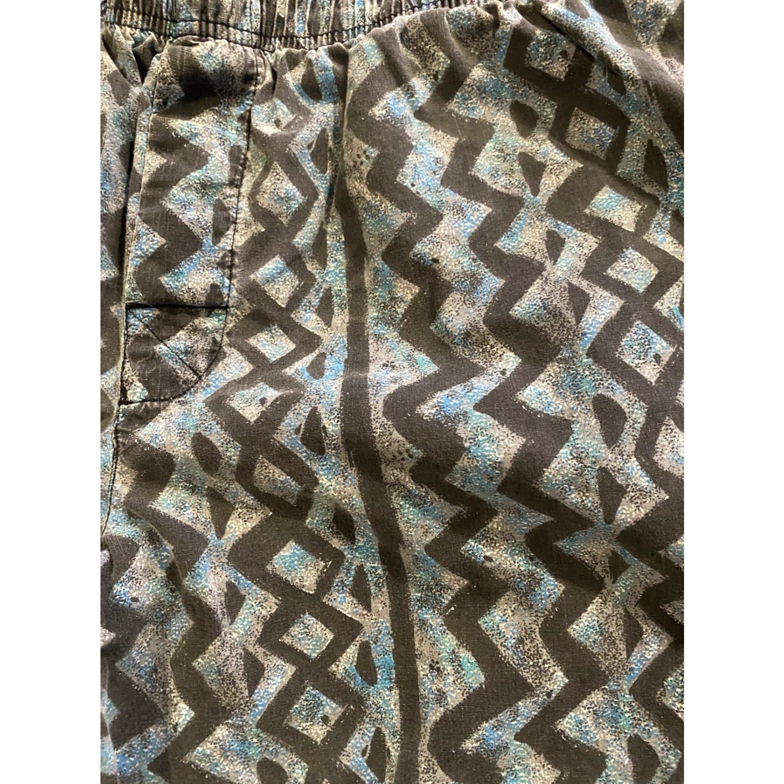 Vintage VINTAGE Sostanza Men Pants Geometric Print Jogger 80s Hip Hop Beach Gym Activewear Blue 100% Cotton L Regular Inseam 32 Elastic Waist Pockets Size US 33 - 4 Thumbnail