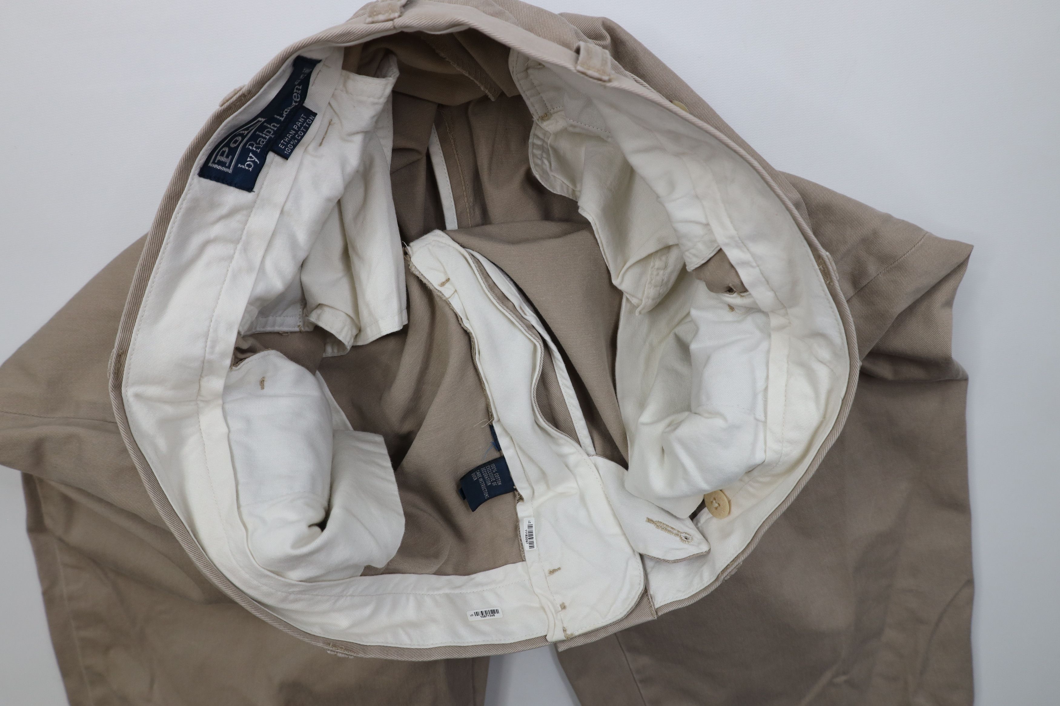 Ralph Lauren Vinage 90s Ralph Lauren Wide Leg Chino Pants Beige Cotton Size US 36 / EU 52 - 9 Thumbnail