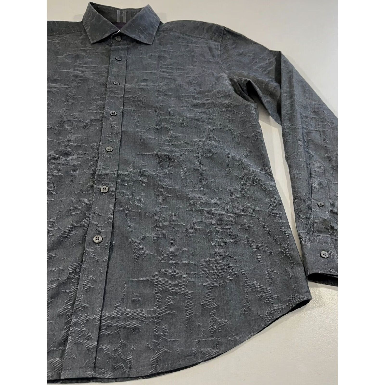 Robert Graham VINTAGE Robert Graham Men’s Button-Up Jacquard Shirt Tailored Size L Gray Cotton Modern American Size US L / EU 52-54 / 3 - 5 Thumbnail