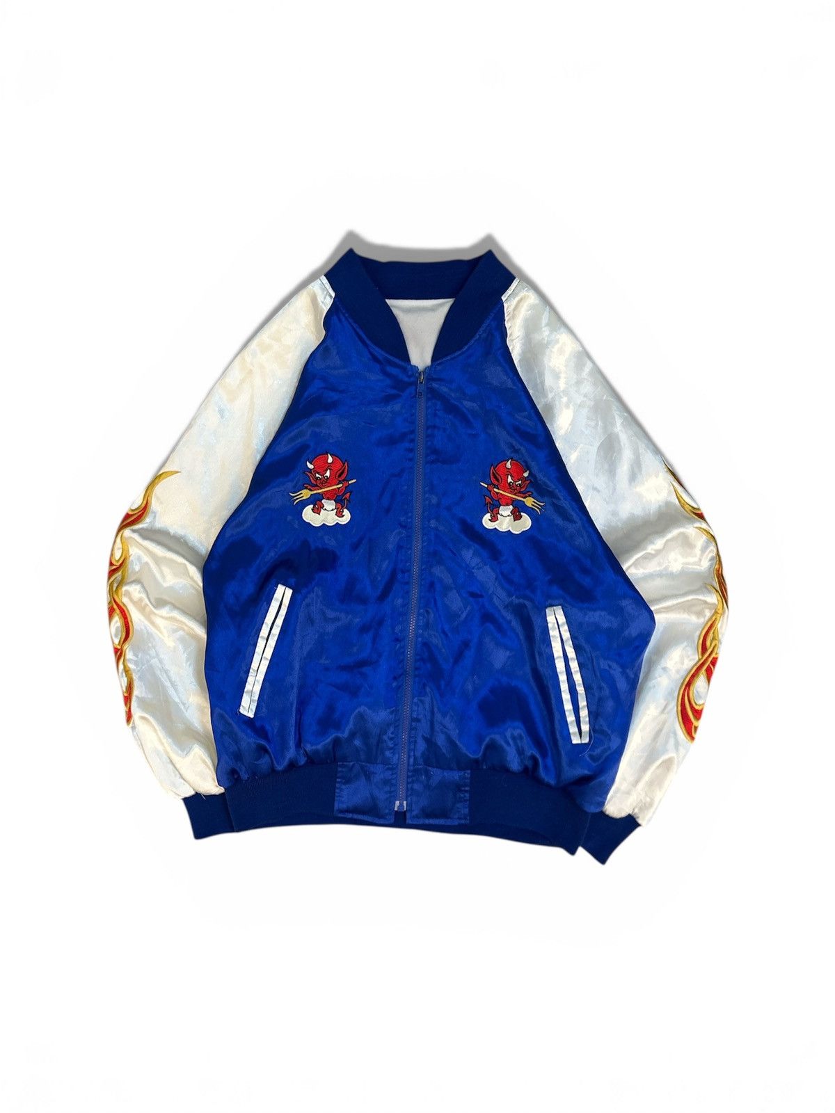 Japanese Brand 🔥RARE VINTAGE "GREAT RED HOT" RED DEVIL PARODY BOMBER JACKET Size US L / EU 52-54 / 3 - 1 Thumbnail