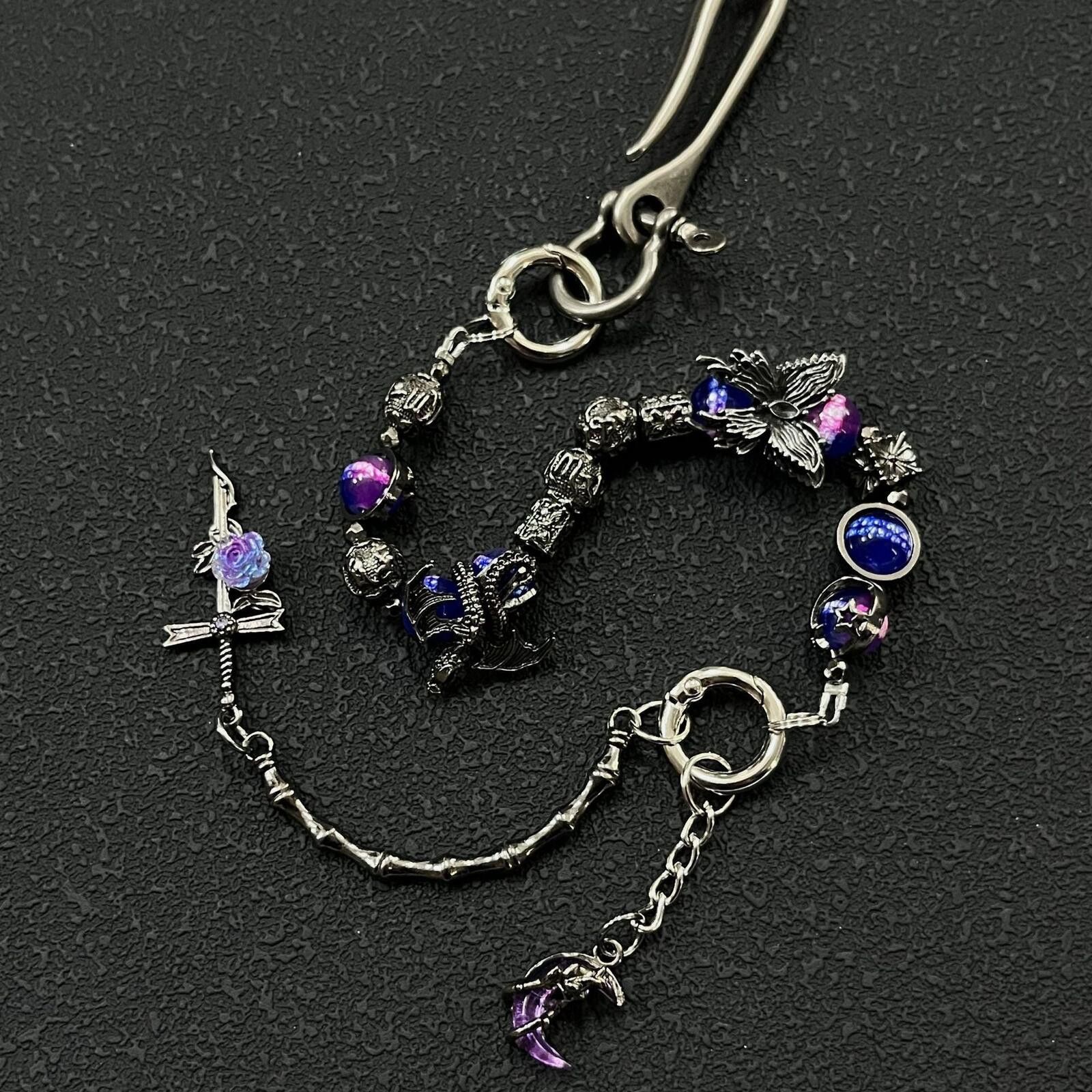 Other Purple Rose Cross Short Chain | Dark Punk Hanging Accessory Size ONE SIZE - 1 Thumbnail