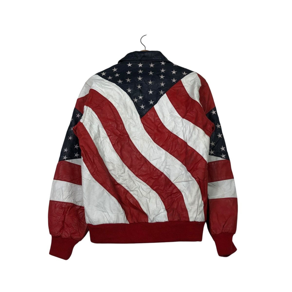 Michael Hoban 🔥VINTAGE LEATHER JACKET BOMBER MICHAEL HOBAN USA FLAG Size US M / EU 48-50 / 2 - 7 Thumbnail