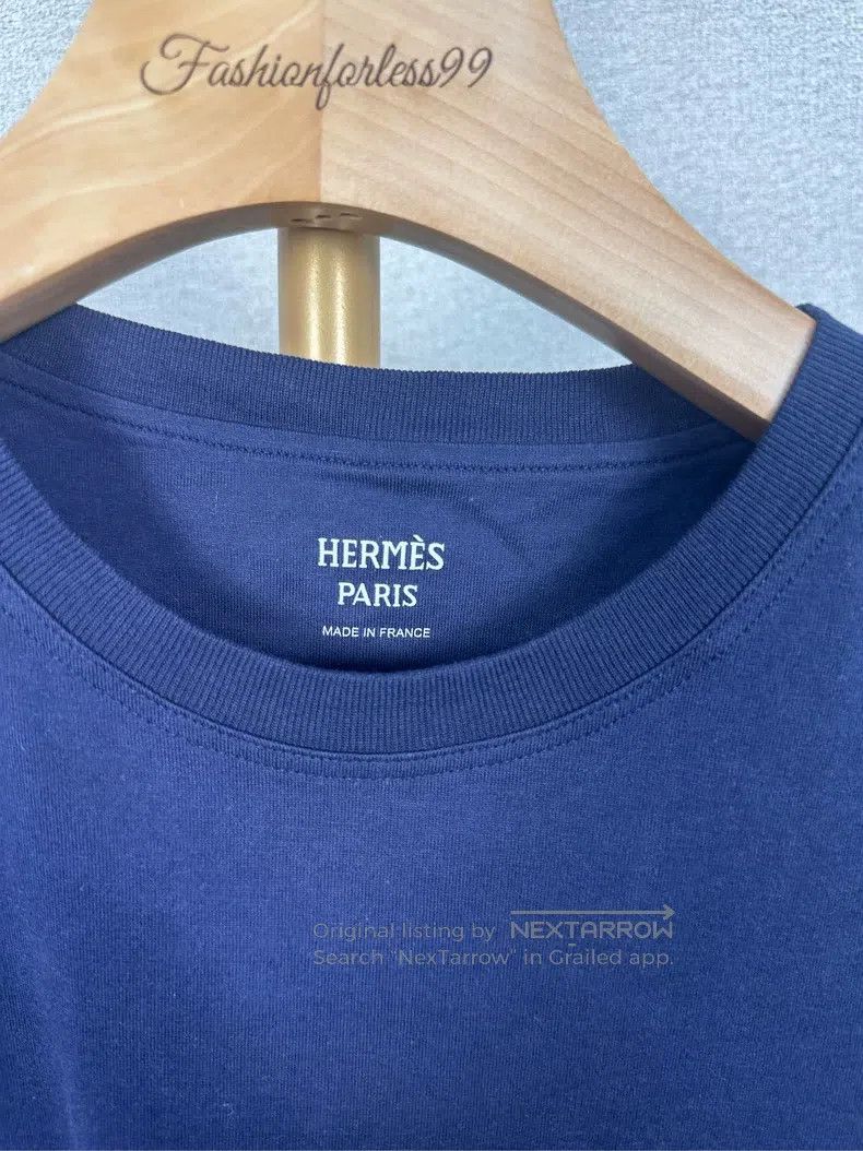Hermes Hermes Navy blue pure cotton T-shirt Size XS / US 0-2 / IT 36-38 - 3 Thumbnail