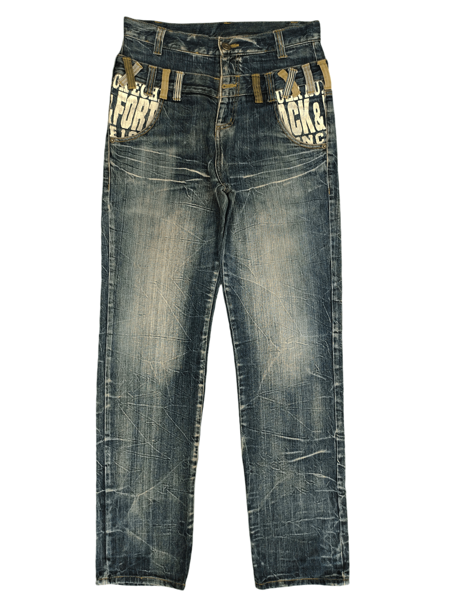 If Six Was Nine Vintage Y2k Back & Forth Clawmark Faded Double Waist Jeans Size US 31 - 1 Thumbnail