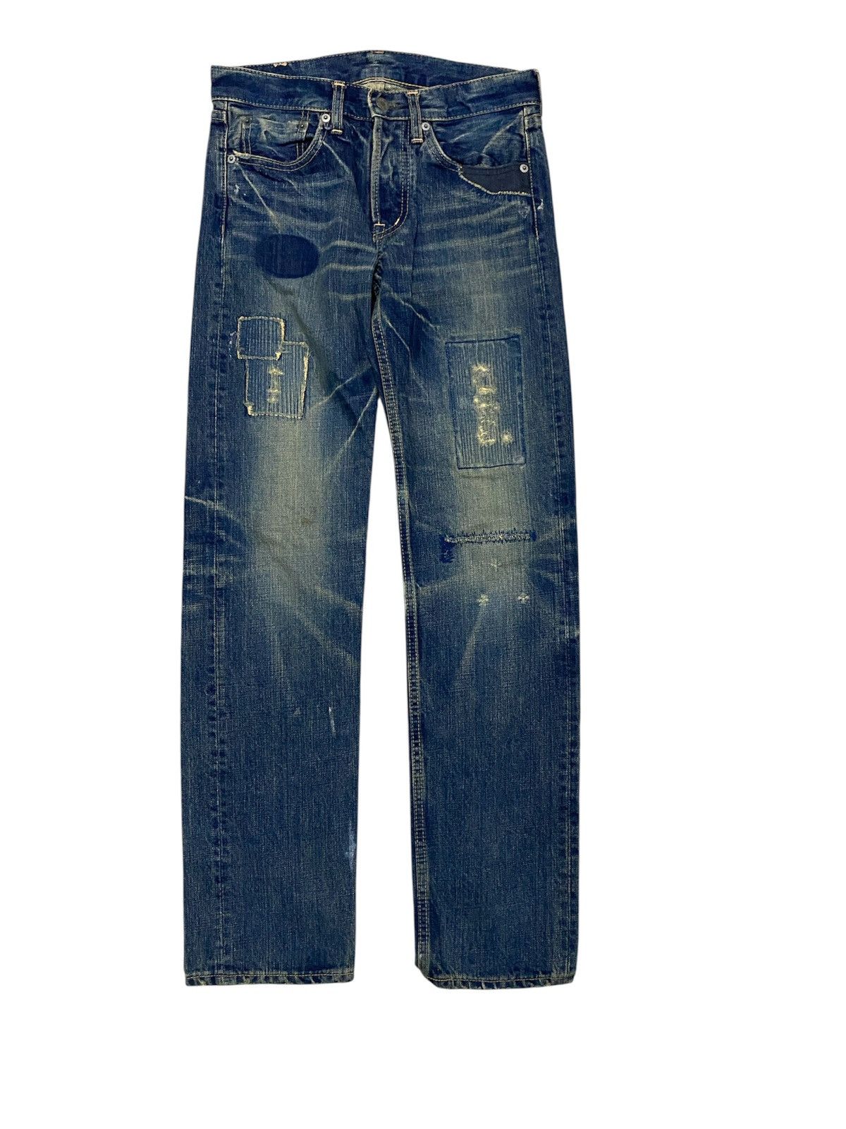 Kapital Vtg DMG Domino whisker patchwork distresses denim Size US 29 - 1 Thumbnail