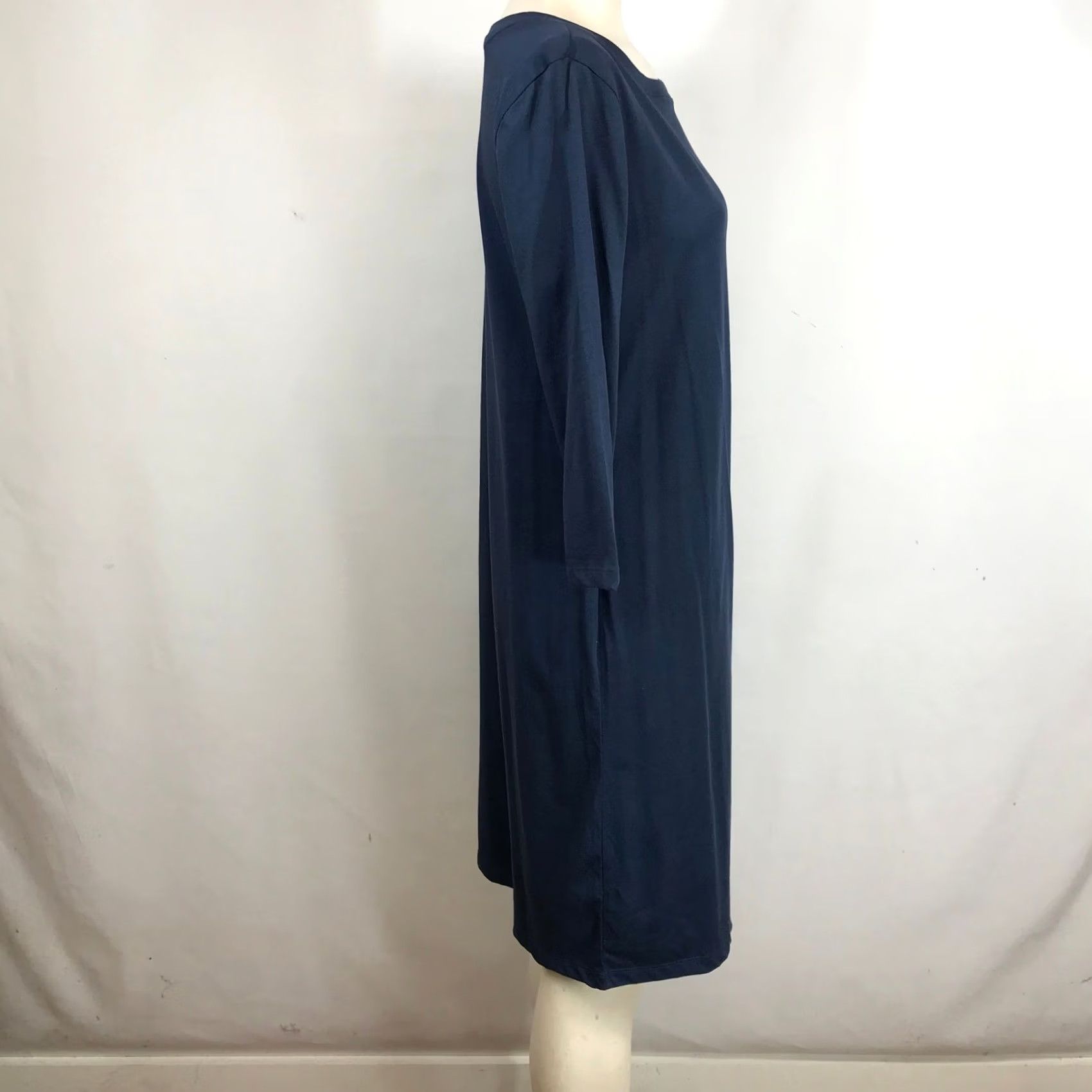 Vintage Pact Navy Blue 3/4 Sleeve Boat Neck Shift Dress Womens Small Size S / US 4 / IT 40 - 4 Thumbnail