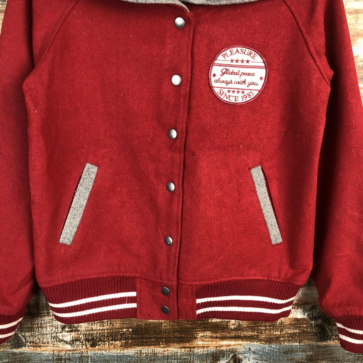Japanese Brand Cate D Lard Red Bombers varsity Jacket #A1760 Size S / US 4 / IT 40 - 6 Thumbnail