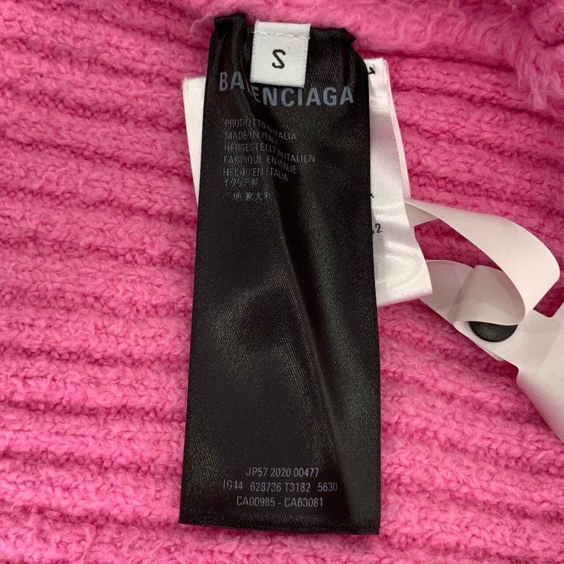 Balenciaga Balenciaga Pink logo embroidered crewneck cotton teddy kni Size S / US 4 / IT 40 - 6 Thumbnail