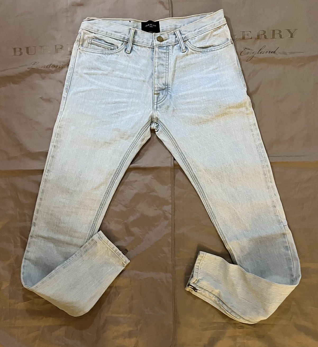 Fear of God Fear of God Blue Distressed Zipped Hem Slim Fit size 32 Size US 32 / EU 48 - 1 Thumbnail