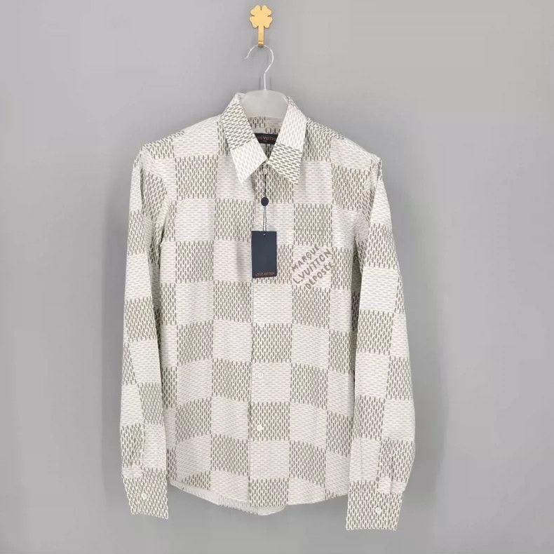 Louis Vuitton LOUIS VUITTON Fei Dong Pearl Checkerboard Shirt 2504-Nextar Size US M / EU 48-50 / 2 - 1 Thumbnail