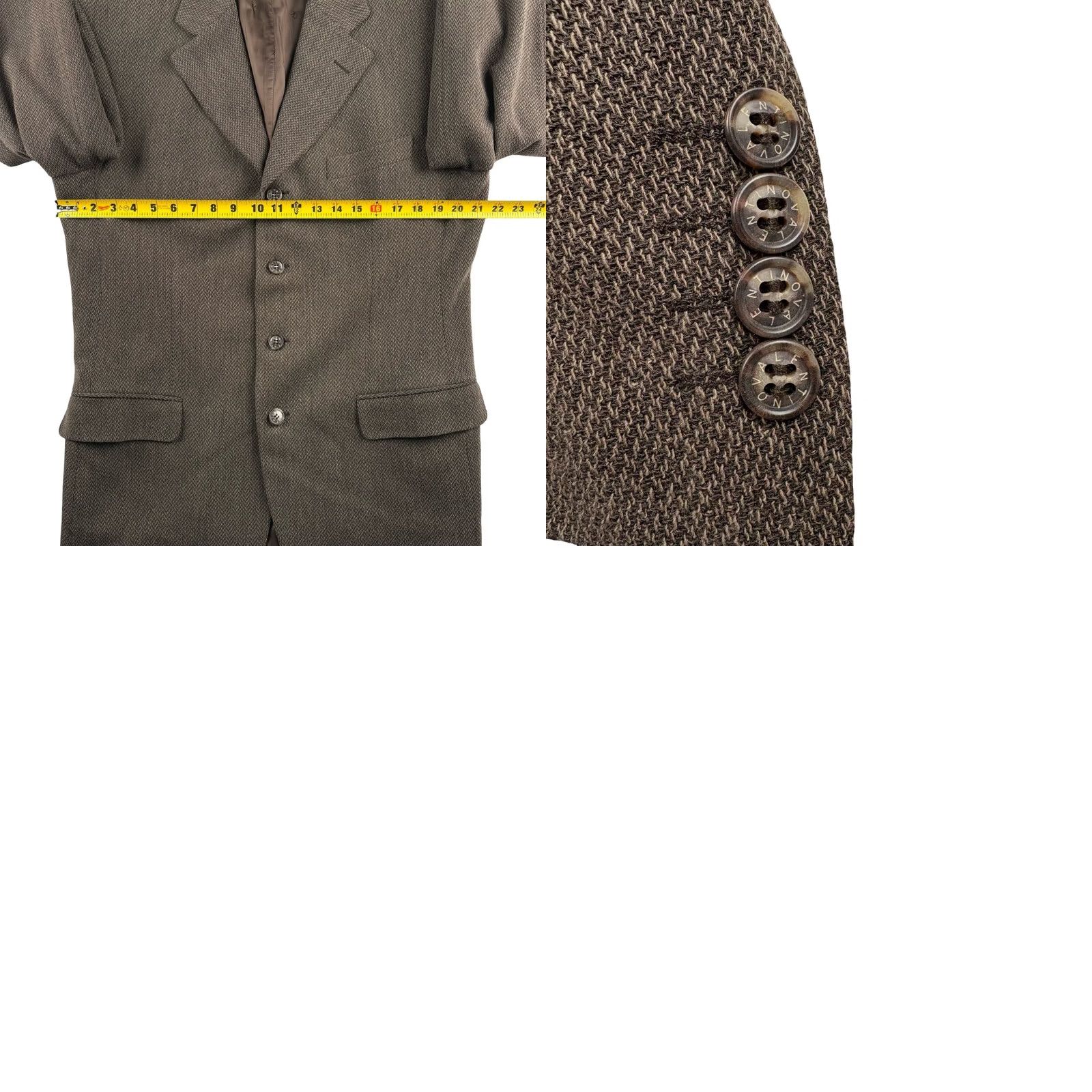 Valentino VTG Valentino Blazer Jacket Brown Wool/Polyester 4-Button Double-Vented Single-Breasted 40R Mens Vintage Clothing Size 40R - 8 Thumbnail