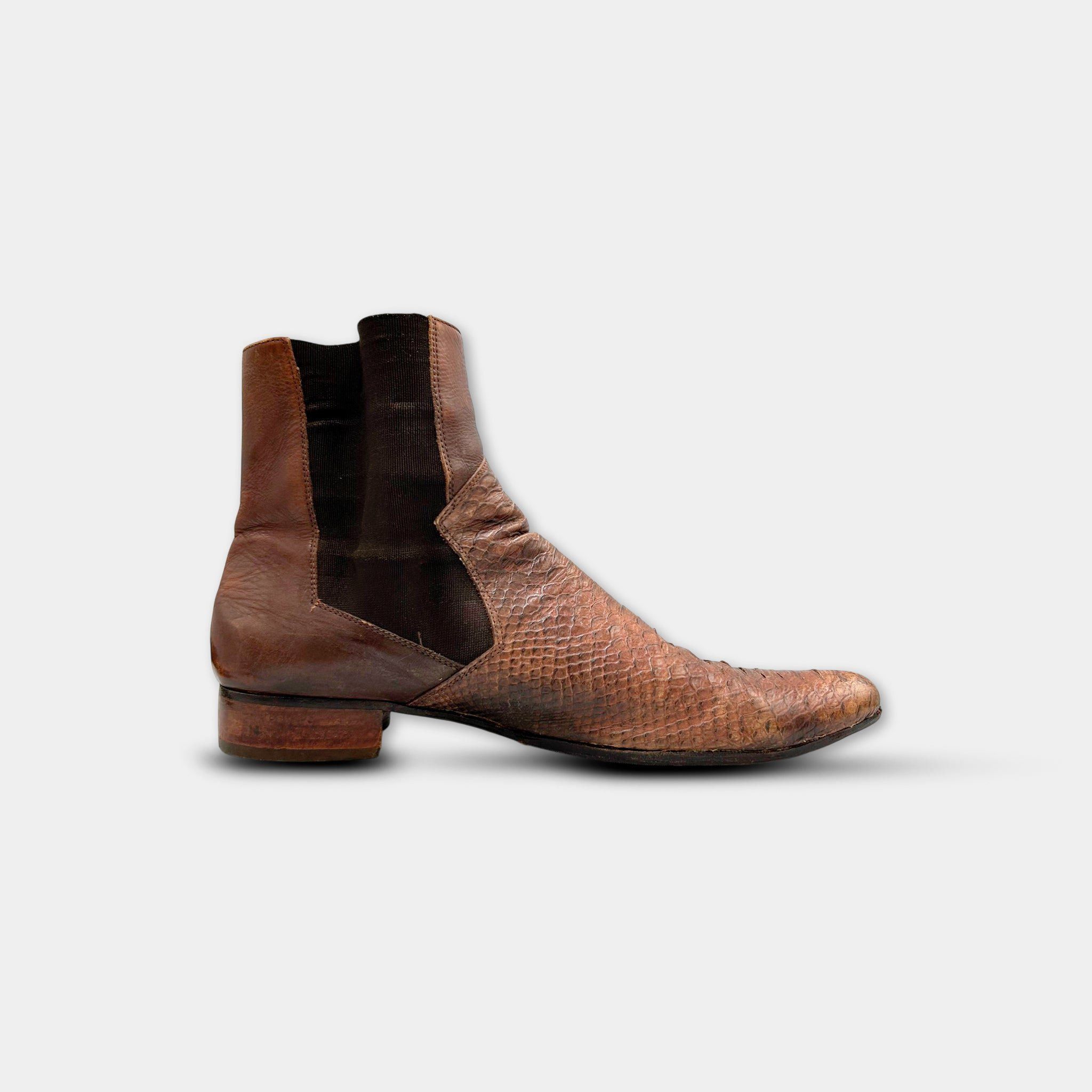 Just Cavalli Just Cavalli Python Leather Brown Chelsea Boots Size US 11 / EU 44 - 5 Thumbnail