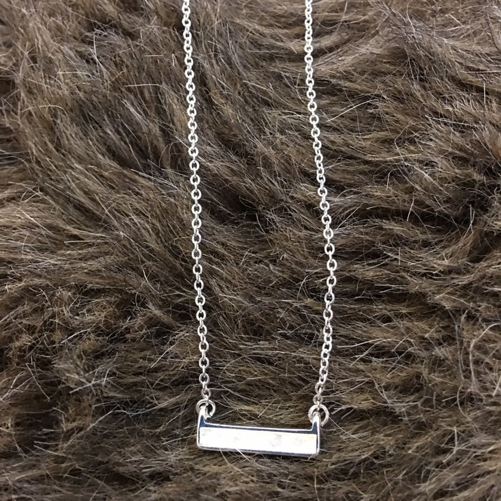 Jewelry Opalescent inlaid silver tone bar necklace Size ONE SIZE - 6 Thumbnail