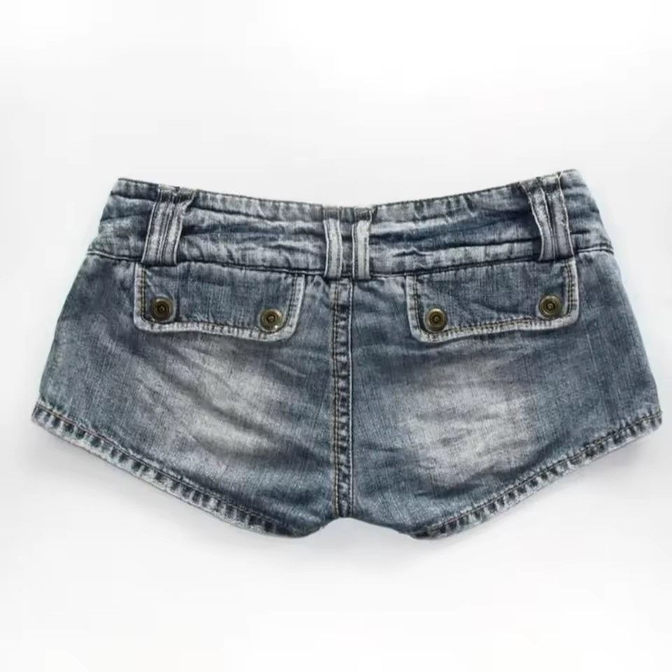 Jean Y2K Vintage Style Mini Denim Shorts Size 27" / US 4 / IT 40 - 2 Thumbnail