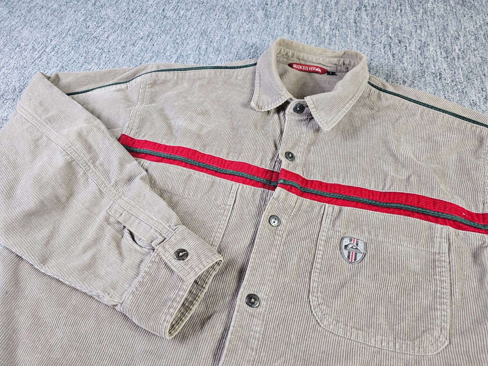 Quiksilver Vintage 90s Quiksilver Corduroy Racing Stripe Shirt 90s L Size US L / EU 52-54 / 3 - 1 Thumbnail
