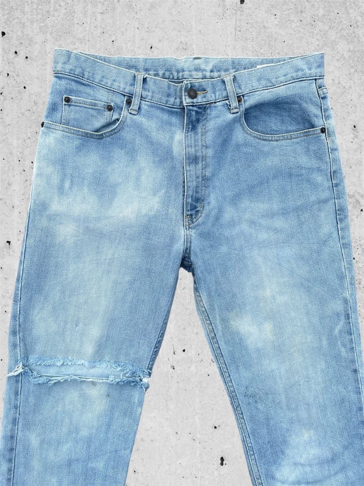 Japanese Brand 🔥 Japanese Brands Light Blue Distressed Denim W33🔥 Size US 33 - 3 Thumbnail