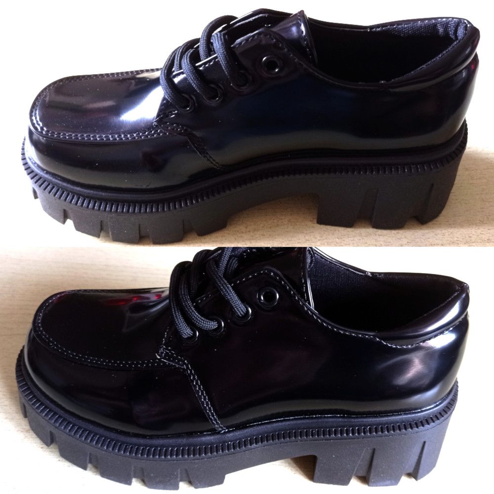 Designer × Japanese Brand × Vintage Stunning England Patent Leather Thick Block Heels Goth Shoes Size US 6 / IT 36 - 4 Thumbnail