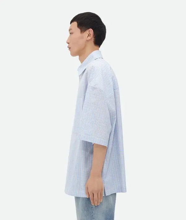 Bottega Veneta o1loc1c0825 789370 Cotton Linen Check Overshirt With "BV" Size US M / EU 48-50 / 2 - 2 Thumbnail