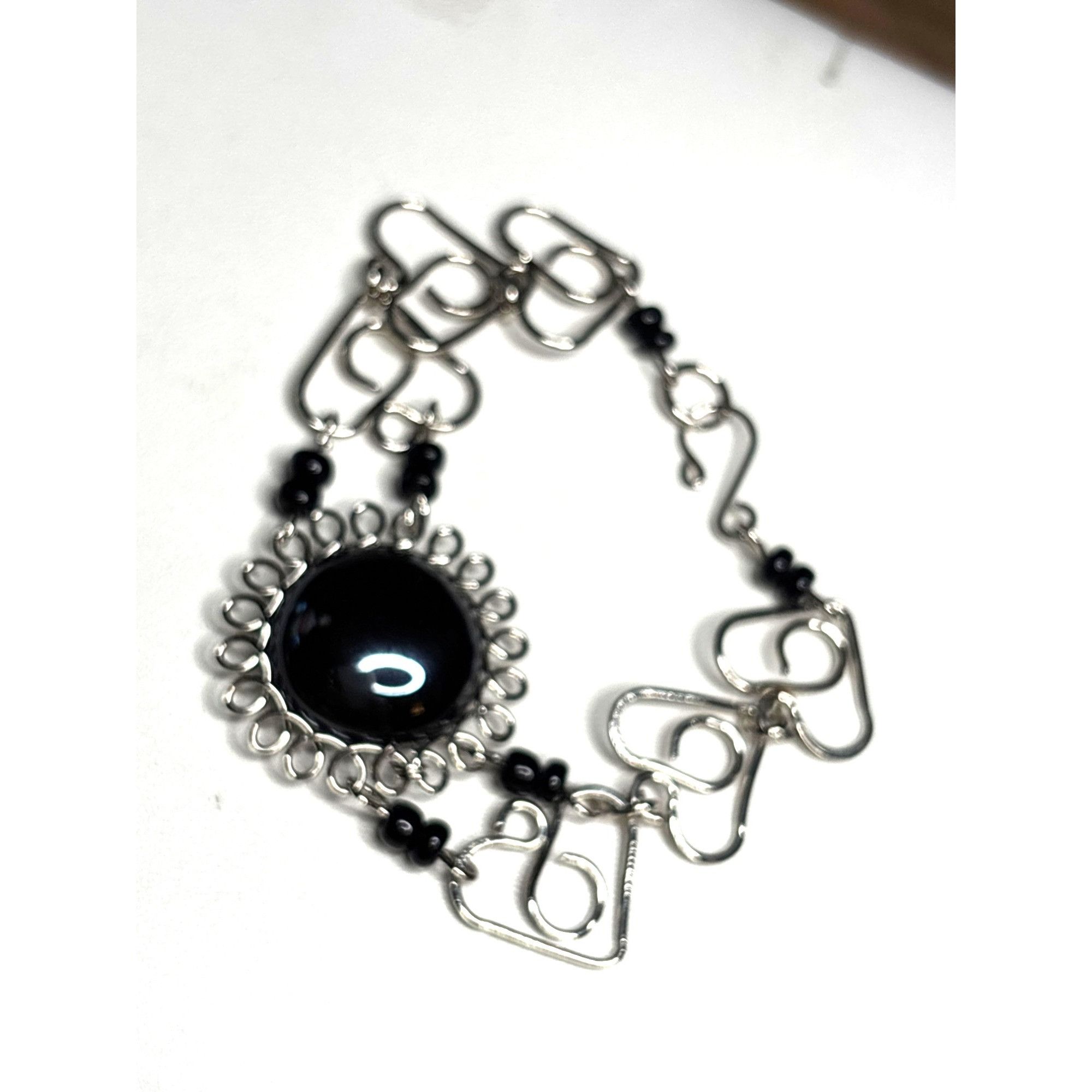 Other Silver & Black Stone Heart Link Bracelet With Box Size ONE SIZE - 9 Thumbnail