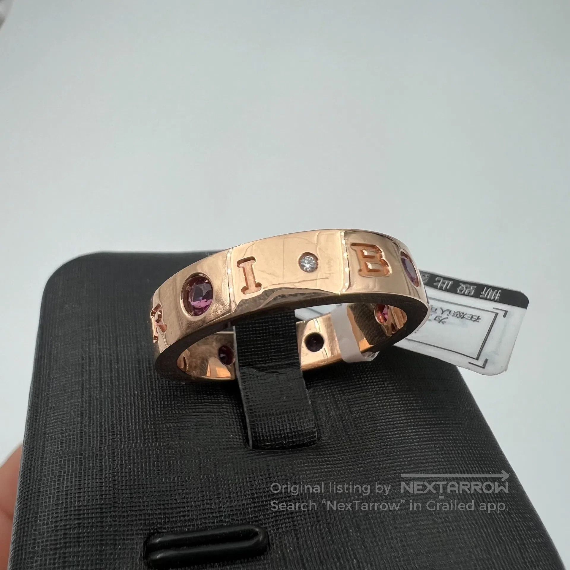 Bvlgari Bvlgari size61 Inlaid diamond ring, 18K rose gold, wide ver Size ONE SIZE - 2 Thumbnail
