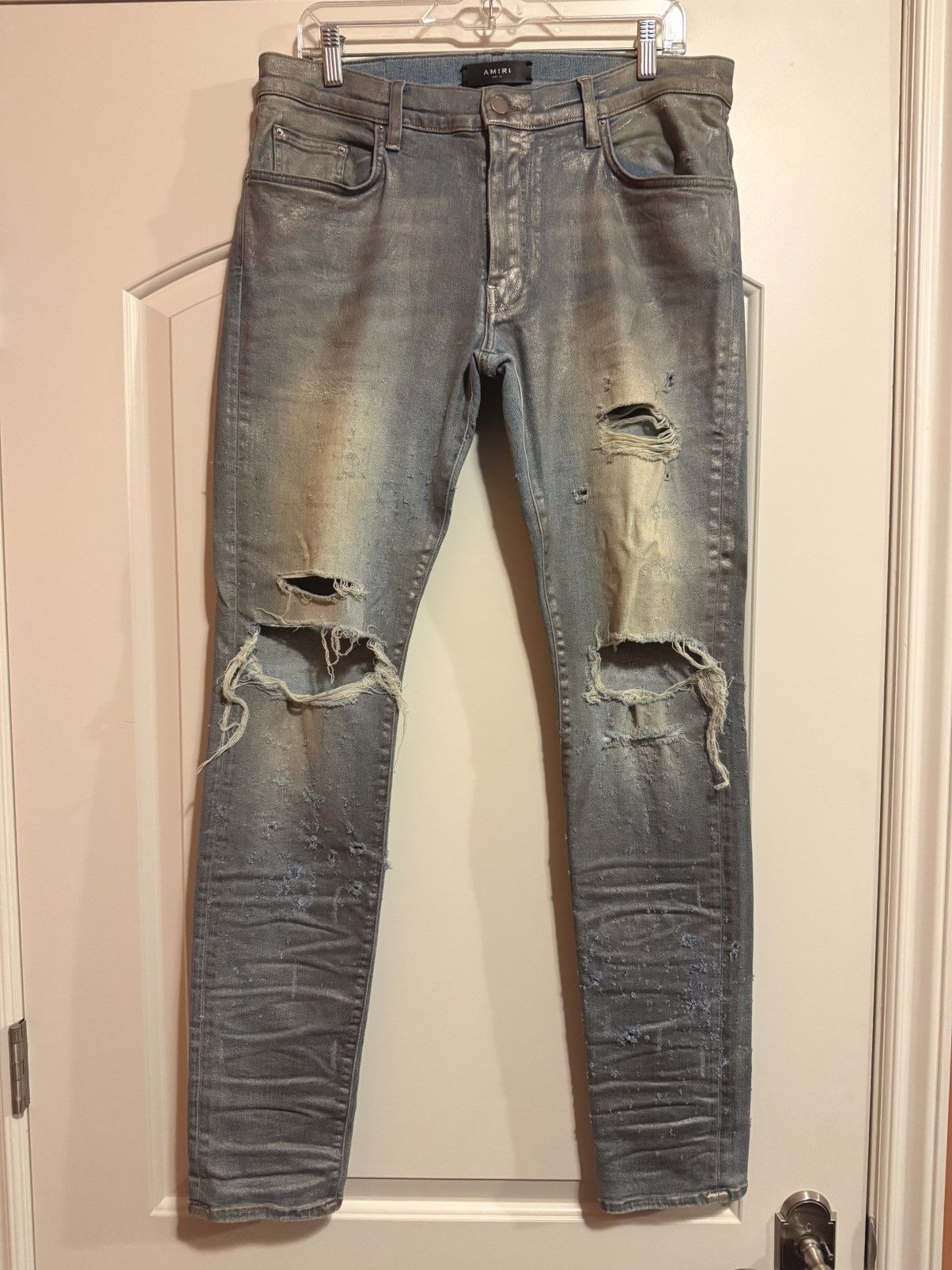Amiri Amiri MX1 'Shotgun' slim fit foil finish denim jeans Size 33 Size US 33 - 1 Thumbnail