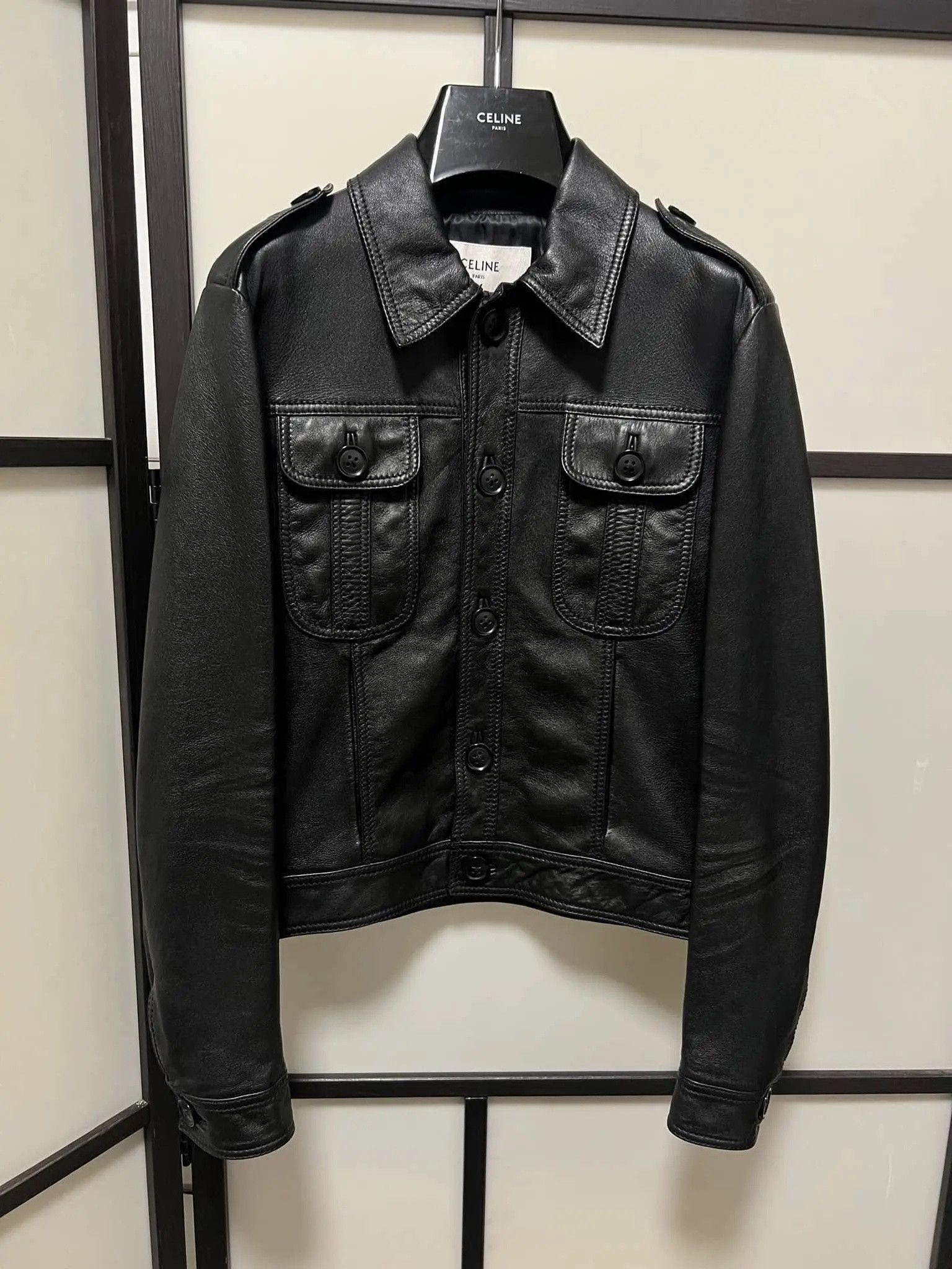 Celine FW20 Unreleased Lambskin Aviator Leather Jacket Sample Size US S / EU 44-46 / 1 - 1 Thumbnail