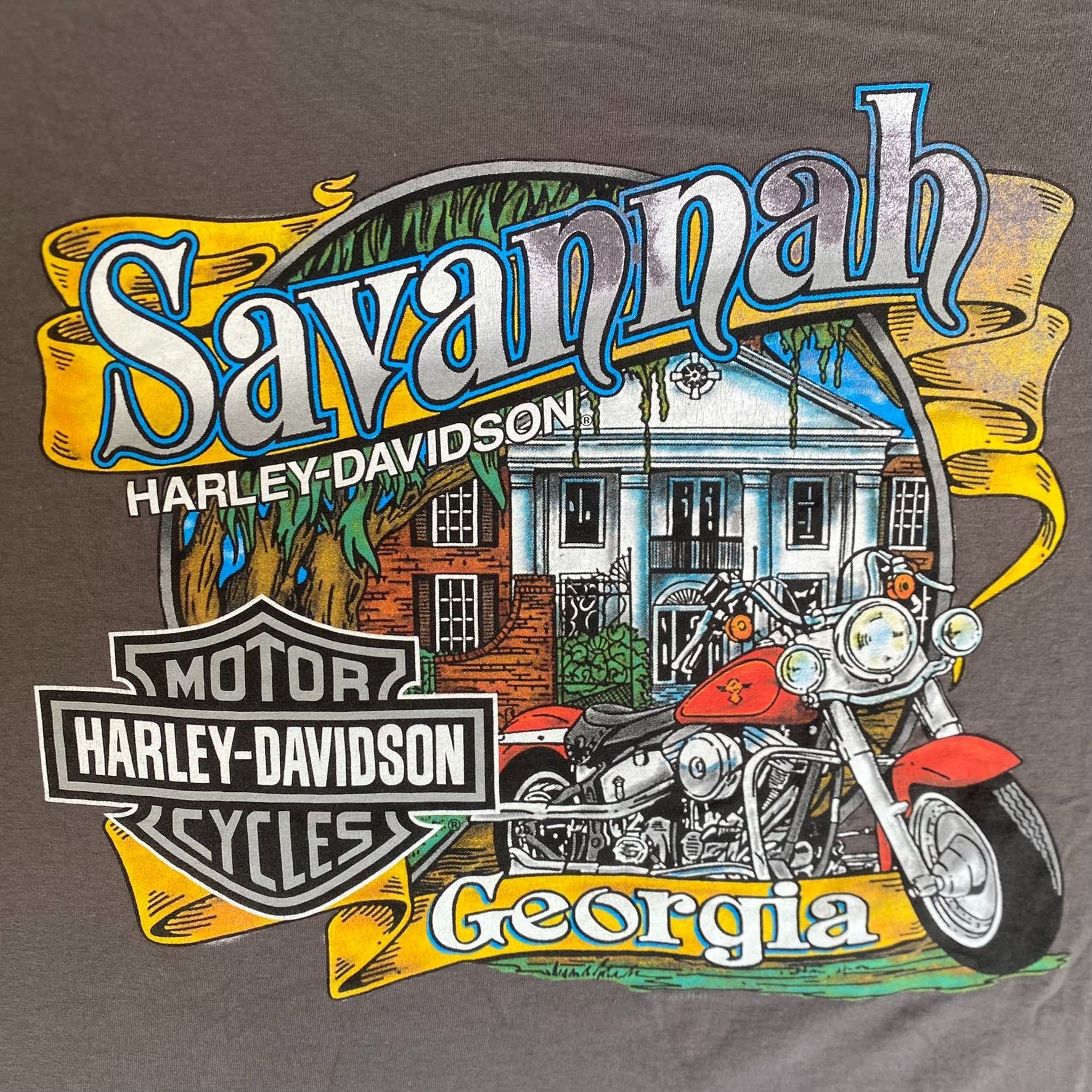 Harley Davidson Vintage Y2K Harley Davidson Skull T-Shirt Savannah Georgia B Size US XL / EU 56 / 4 - 2 Thumbnail