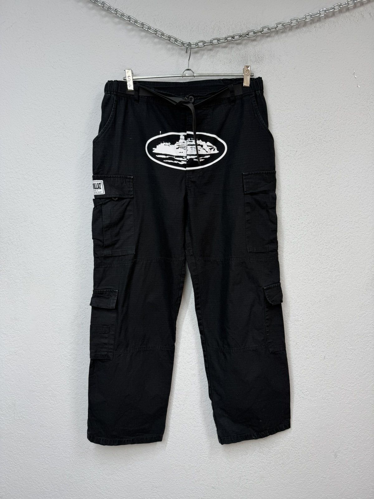 Corteiz Vintage Corteiz Cargo Pants Black Big Logo Size US 33 - 2 Thumbnail