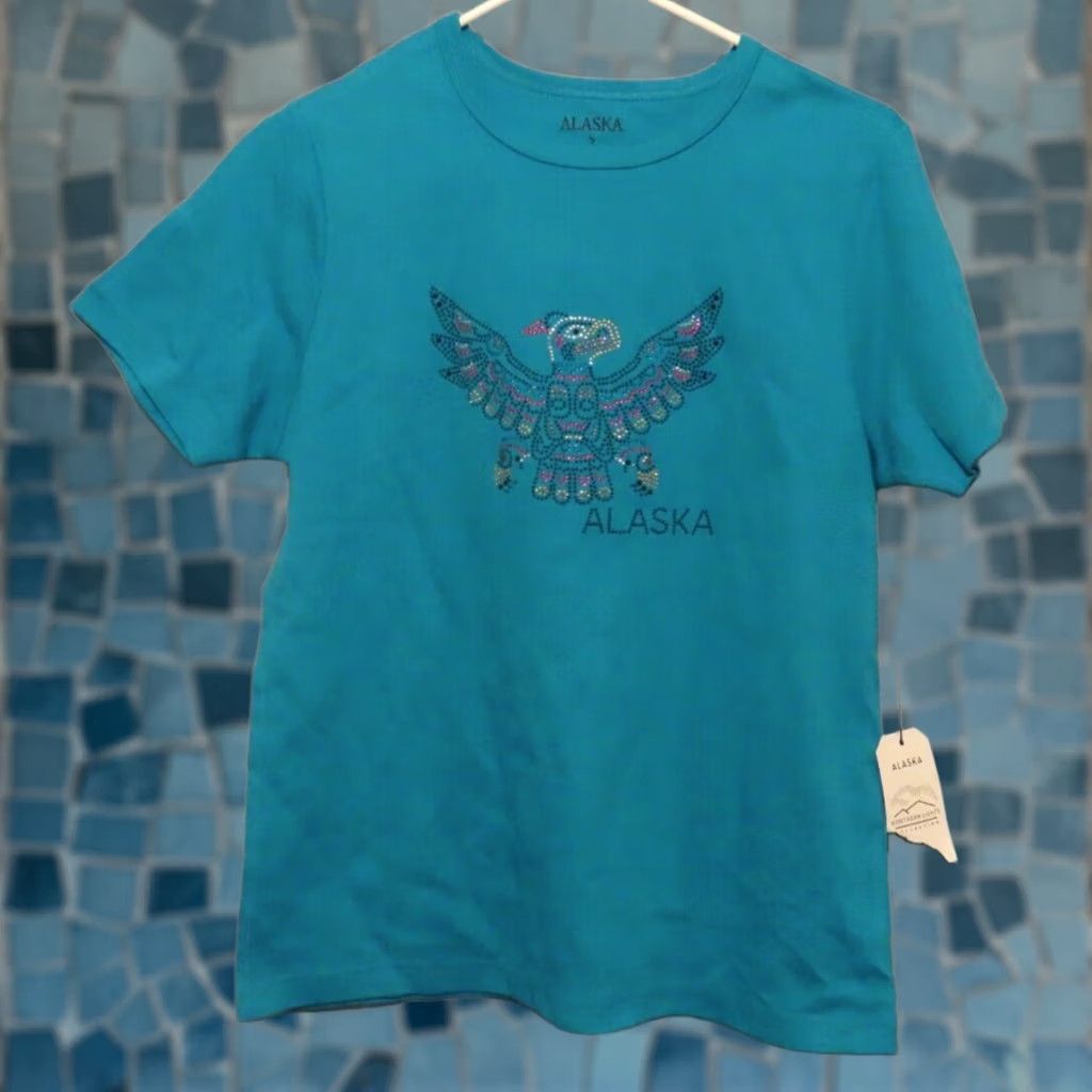 Vintage VINTAGE Alaska Shirt Womens S Blue Bird Rhinestones Totem T-Shirt Size S / US 4 / IT 40 - 1 Thumbnail