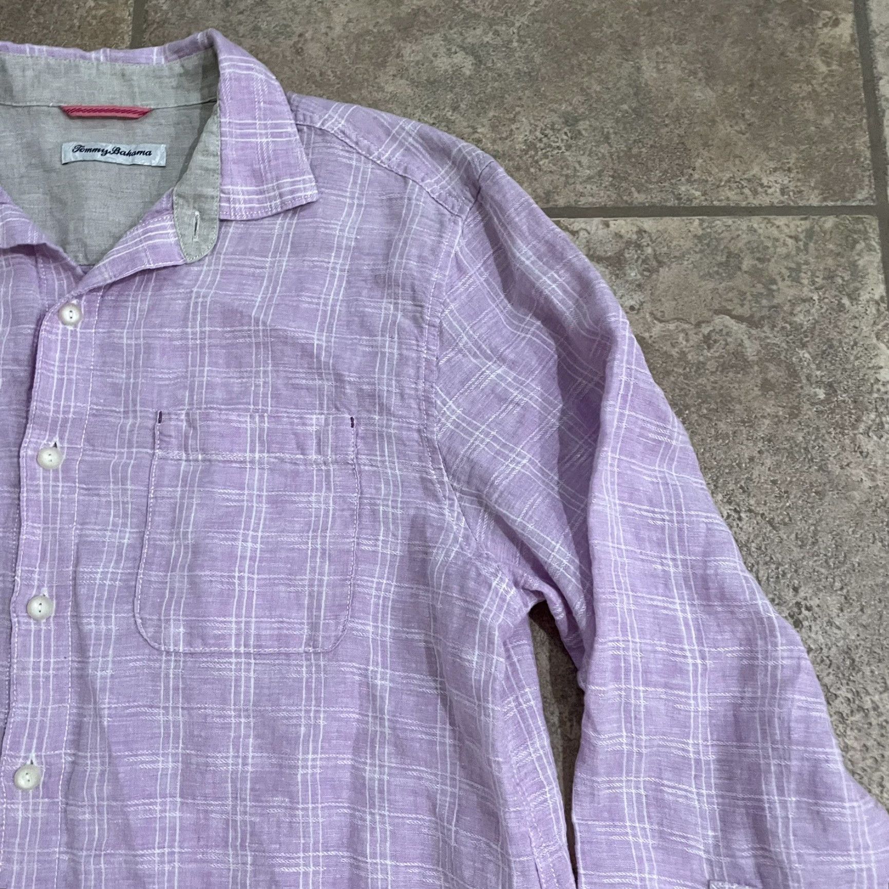 Tommy Bahama VINTAGE Tommy Bahama Men’s Long Sleeve Pink Linen Button-Down Shirt Size Large Size US L / EU 52-54 / 3 - 2 Thumbnail