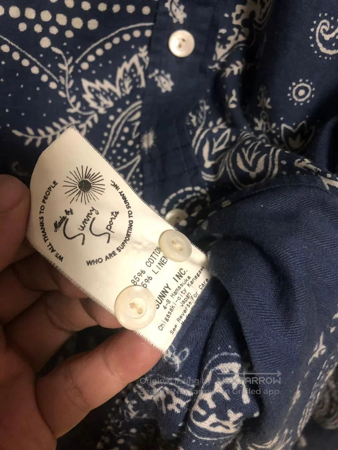 Sunny Sports vintage indigo paisley print shirt. Size US S / EU 44-46 / 1 - 5 Thumbnail