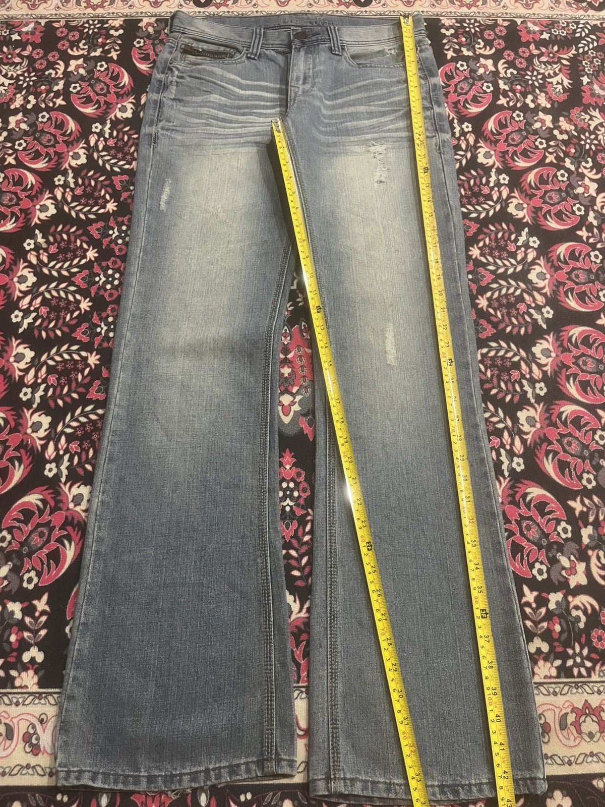 A$AP Rocky × Guess Vintage Guess Dark Grey Washed Whisker Distressed Flare Jean Size US 30 / EU 46 - 10 Thumbnail