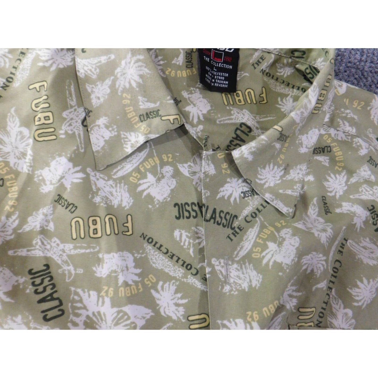 Fubu FUBU Shirt Button-Up Floral Green 90s Mens L Size US L / EU 52-54 / 3 - 5 Thumbnail