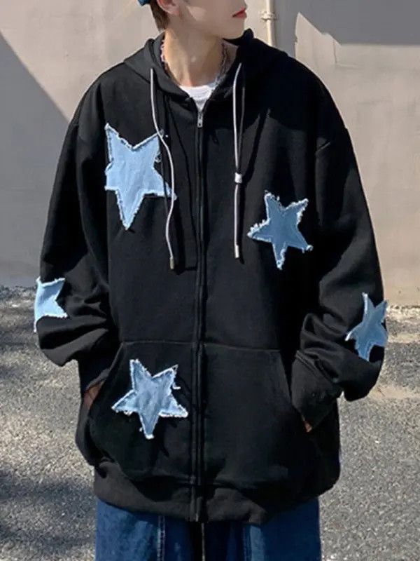 Designer Hitomi x Fumie #15 Men's Star Patch Zip Up Hoodie Sweetshirt Size US L / EU 52-54 / 3 - 5 Thumbnail