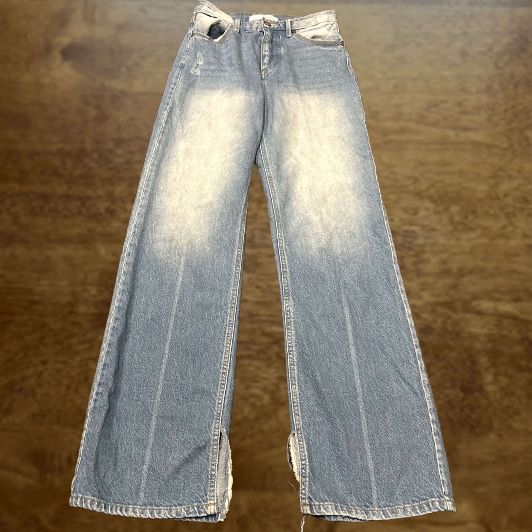 Vintage Kancan Jeans Women 24 Blue Cotton Denim Button Fly 31in Inseam Straight Distressed Regular Waist 26 Model Kancan Baggy Fit Vintage No Size 42" / US 20 - 1 Thumbnail