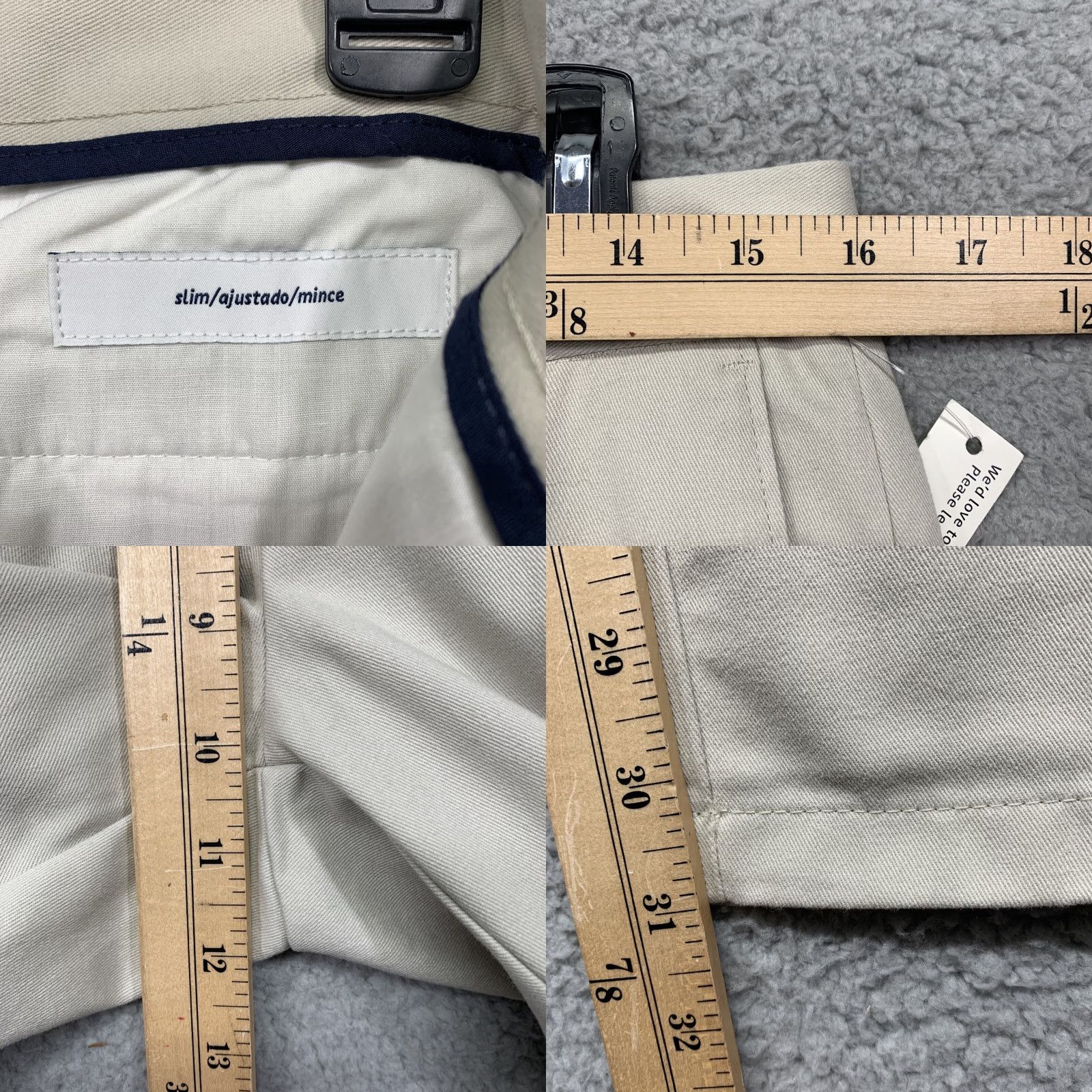 Essentials Amazon Essentials Pants Men's 32Wx31L Slim Flat Front Beig e Cotton Blend Back Pockets NWT Size US 32 / EU 48 - 8 Thumbnail
