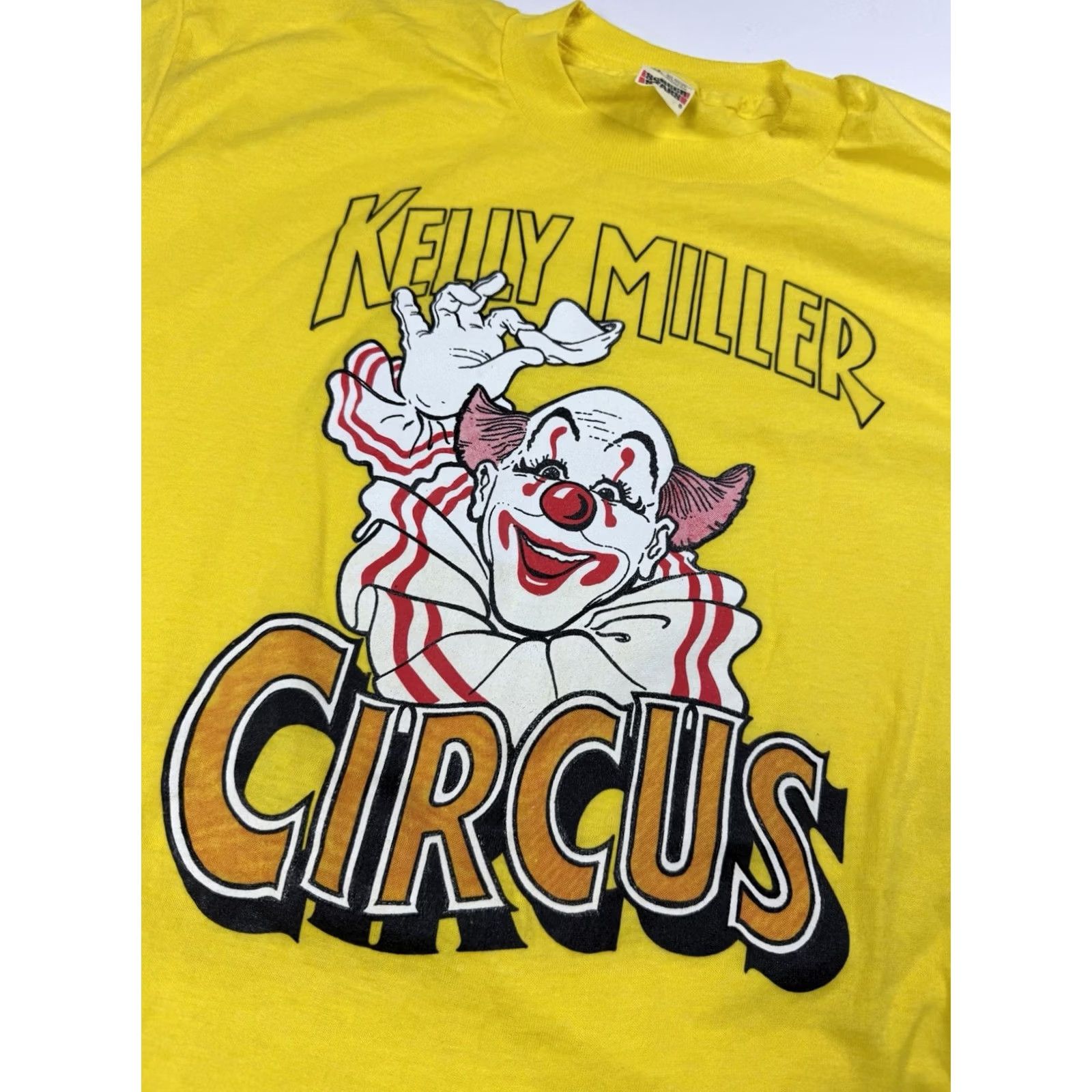 Vintage VINTAGE Screen Stars Clown T Shirt XL Yellow 80s Circus Kelly Miller NOS Mens Shirts Clown Theme 80s Vintage Size US XL / EU 56 / 4 - 4 Thumbnail