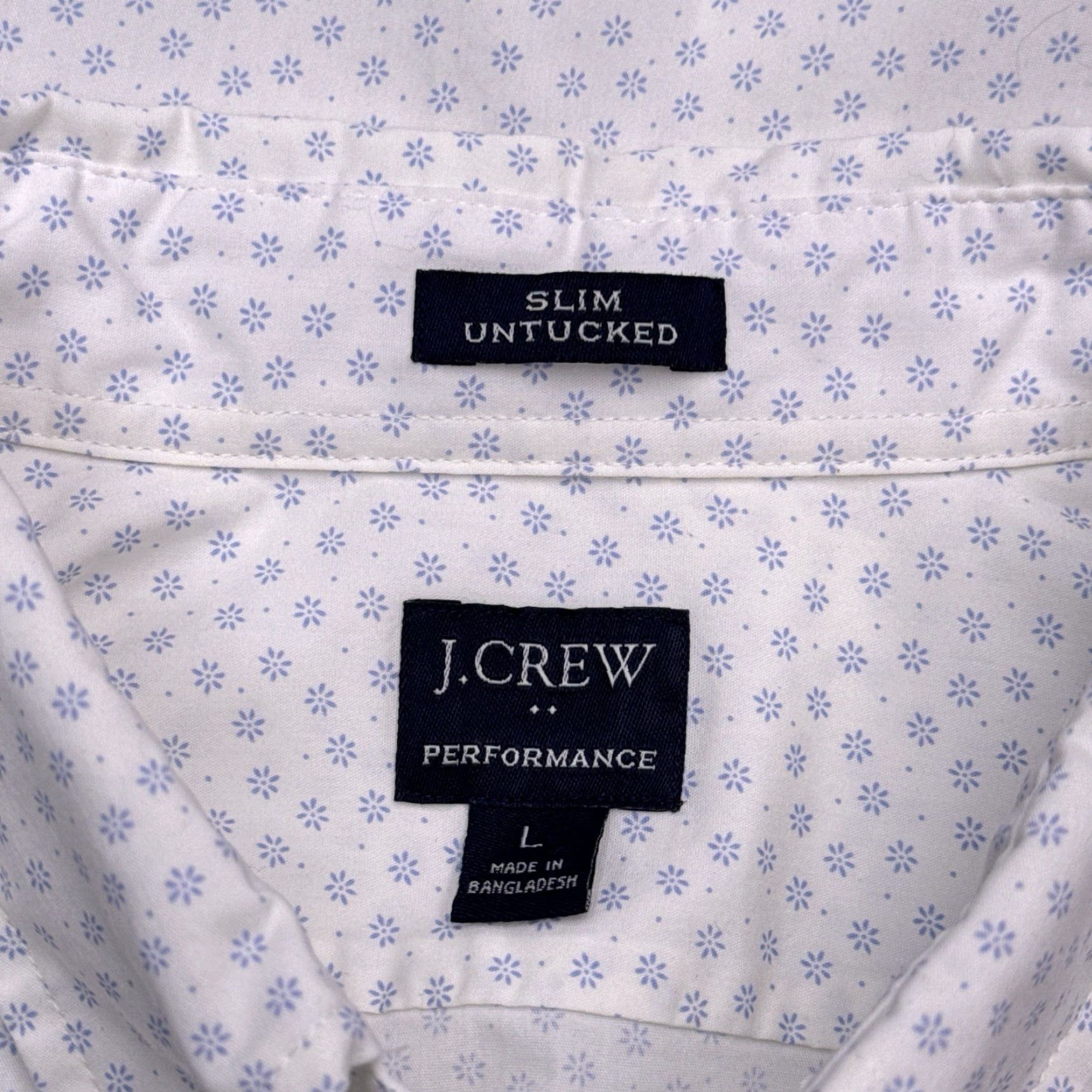 J.Crew J. CREW Shirt Mens Large White Slim Untucked Button-Up Knit Stretch Cotton Blend Geometric Pattern Button-Down Collar All Seasons Casual Shirt Size US L / EU 52-54 / 3 - 2 Thumbnail