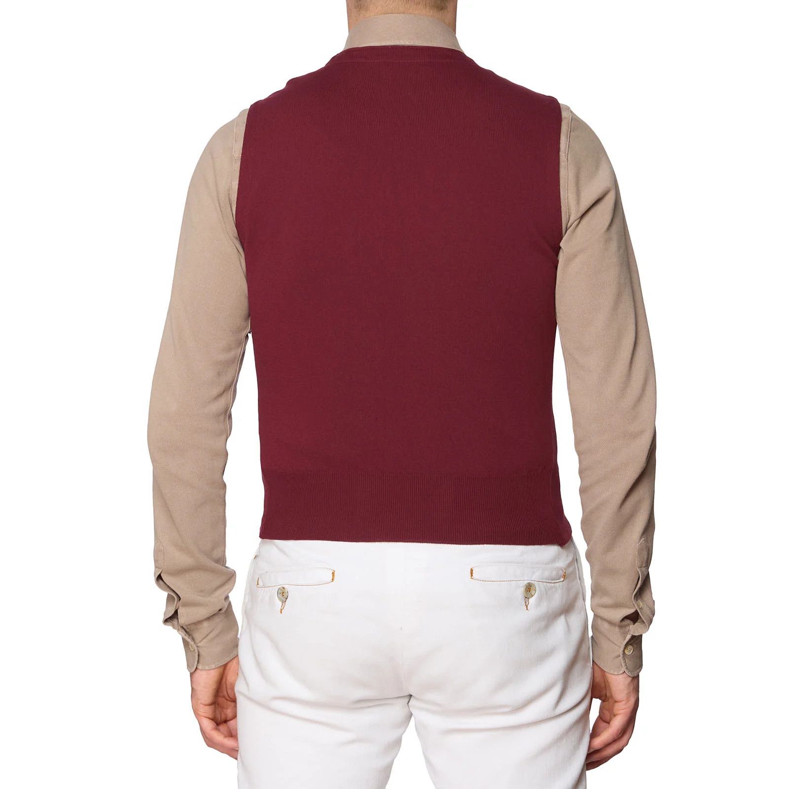 Gran Sasso GRAN SASSO Burgundy Cotton Knit DB Vest Waistcoat Size US M / EU 48-50 / 2 - 3 Thumbnail