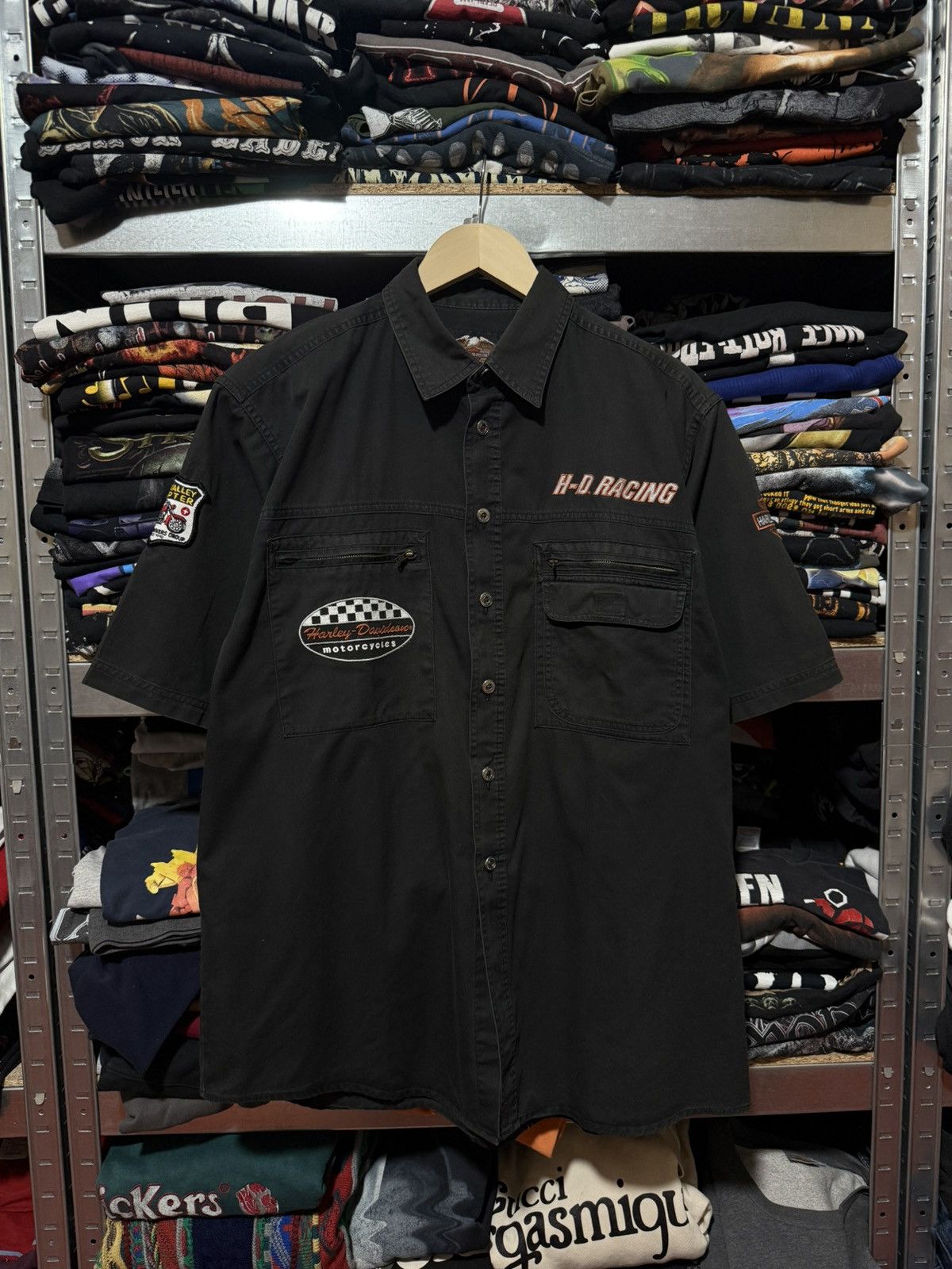 Harley Davidson Vintage 00s Harley Davidson Racing Button Short Sleeve Shirt Size US XL / EU 56 / 4 - 1 Thumbnail