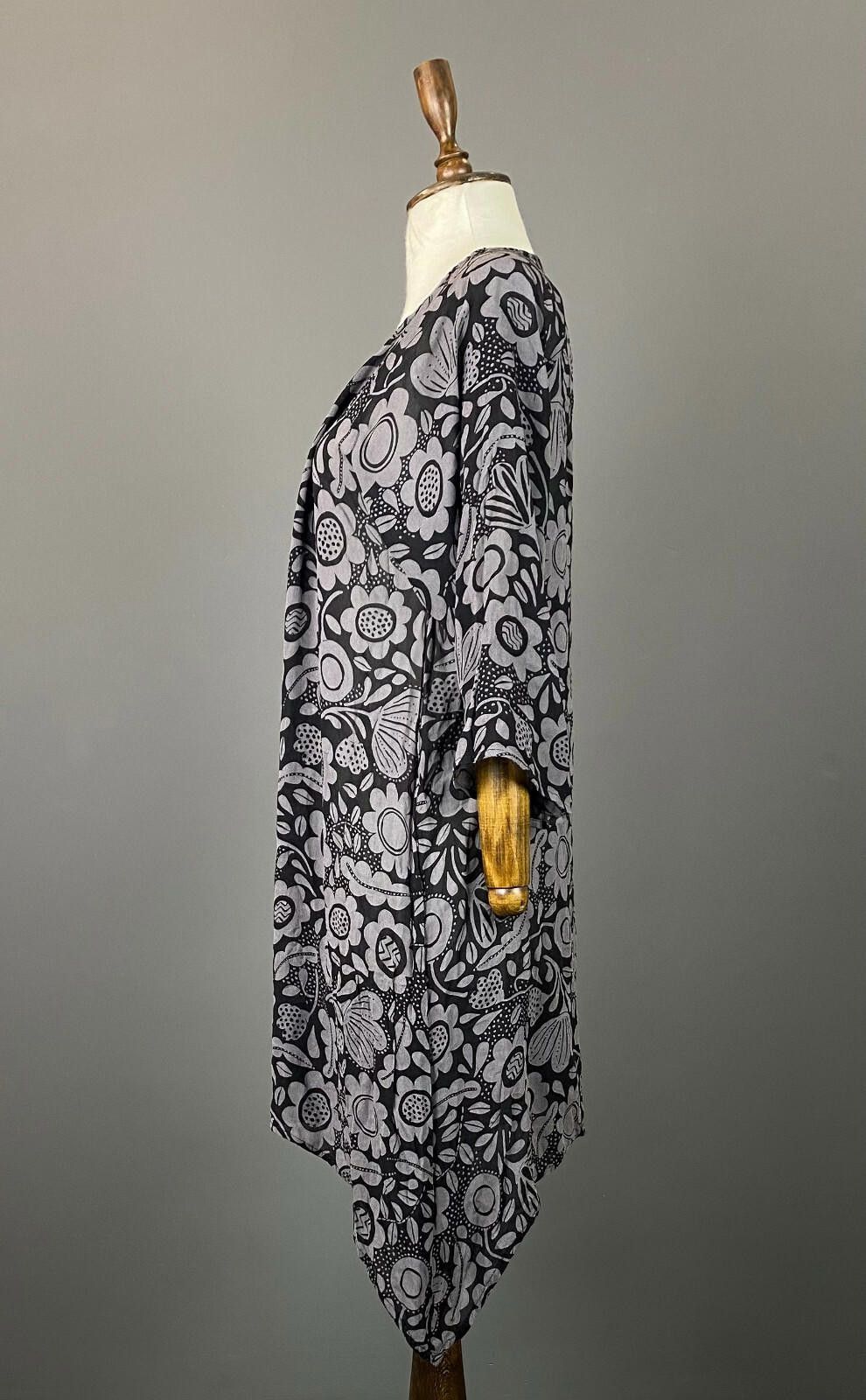 Designer Gudrun Sjöden Gray Floral Asymmetric Tunic Dress Size S Size S / US 4 / IT 40 - 4 Thumbnail