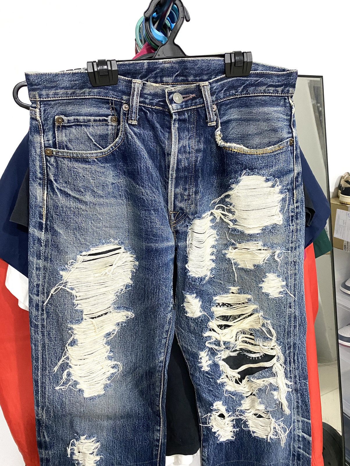 Kapital OG Rare Kapital Hand Made heavy Distressed Trompe l'oeil Size US 32 / EU 48 - 2 Thumbnail