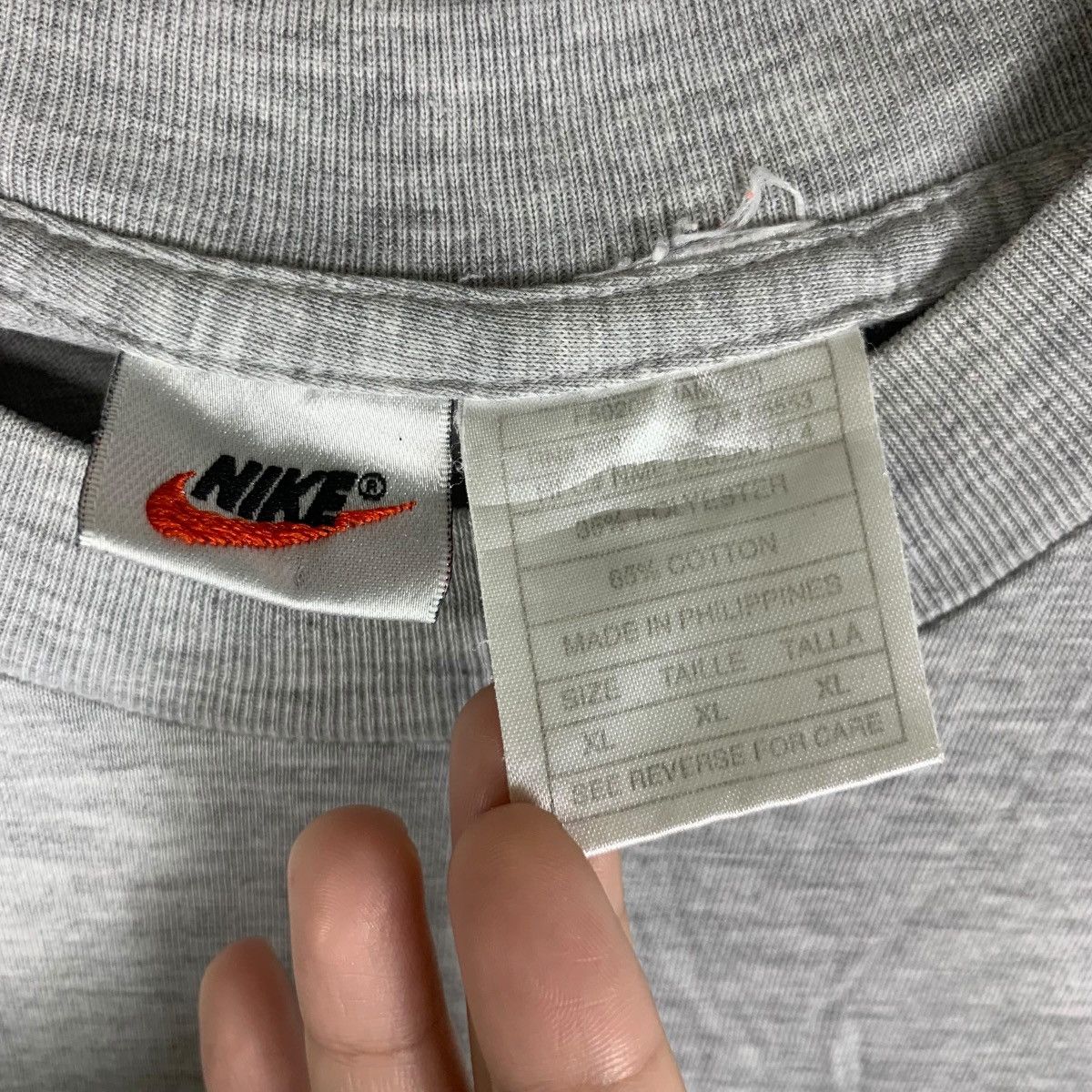 Nike Vintage 90’ NIKE USA SWOOSH Blue On Gray Tag Tee Shirt Size US XL / EU 56 / 4 - 5 Thumbnail