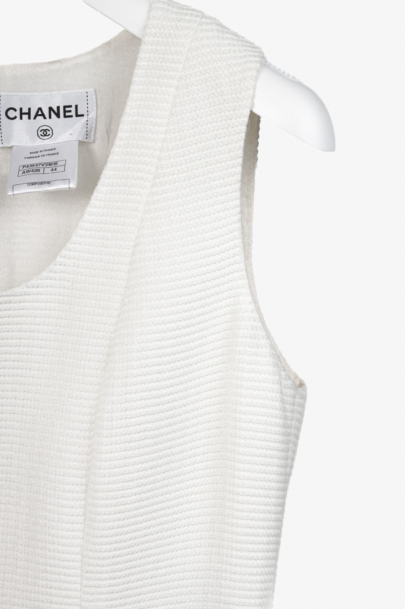Chanel Chanel Ivory Textured Cotton Sleeveless Shift Dress Size M / US 6-8 / IT 42-44 - 6 Thumbnail
