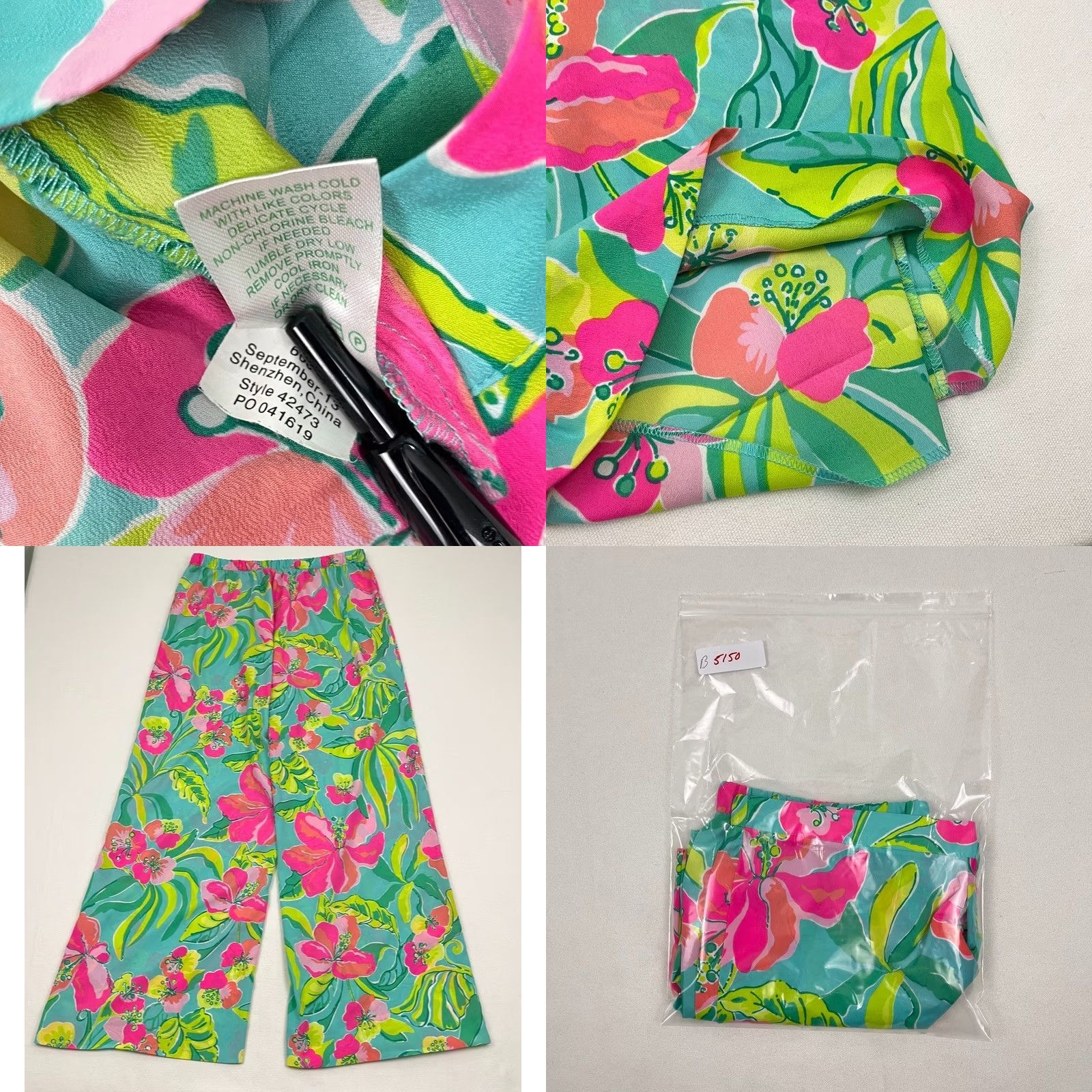 Lilly Pulitzer Lilly Pulitzer Middleton Palazzo Pants Womens L W34 I34 Floral Tropical Wide-Leg Front Flat Front Dress Pants Vintage? No Size 36" / US 14 / IT 50 - 8 Thumbnail