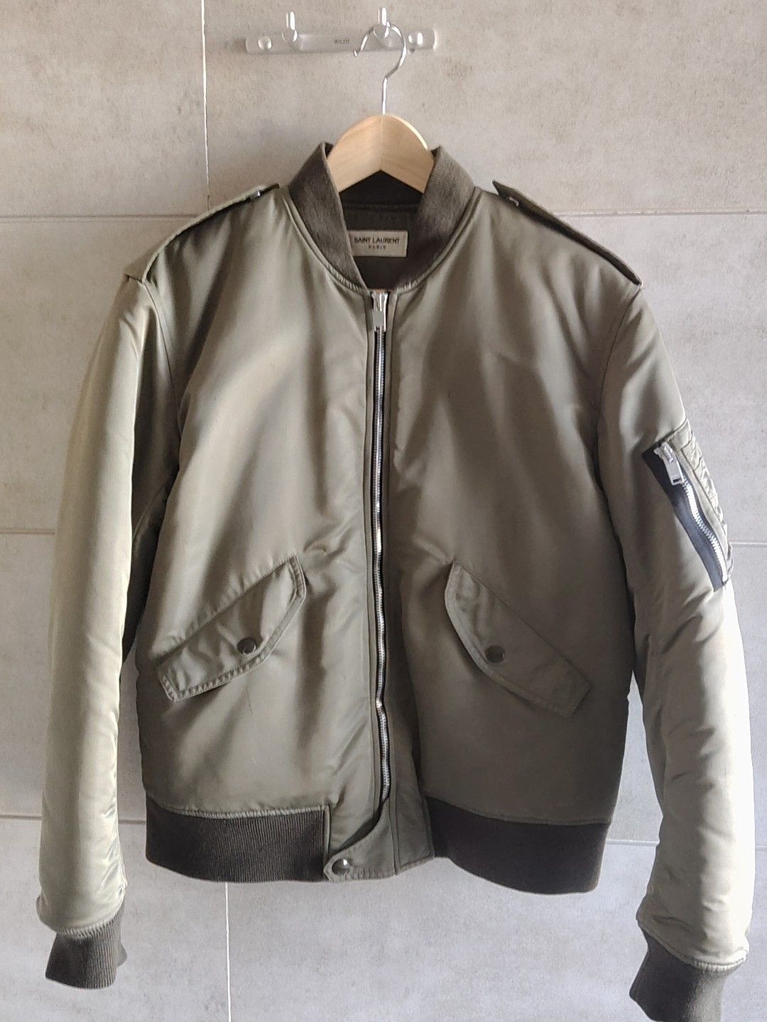Saint Laurent Paris Saint Laurent MA-1 Olive Green Bomber Jacket Size US L / EU 52-54 / 3 - 1 Thumbnail