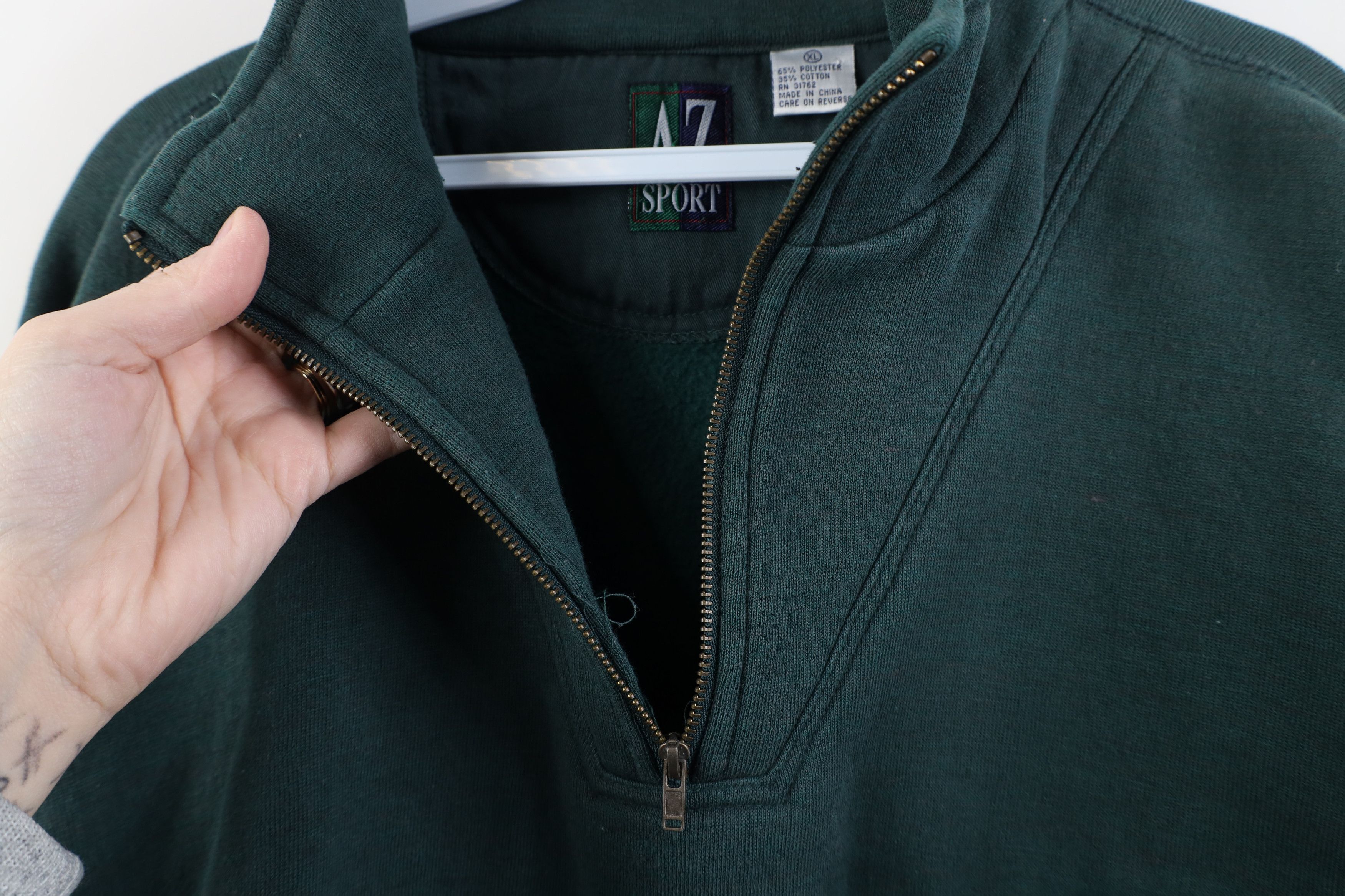 Vintage Vintage 90s Streetwear Collared Pullover Sweatshirt Green Size US XL / EU 56 / 4 - 6 Thumbnail