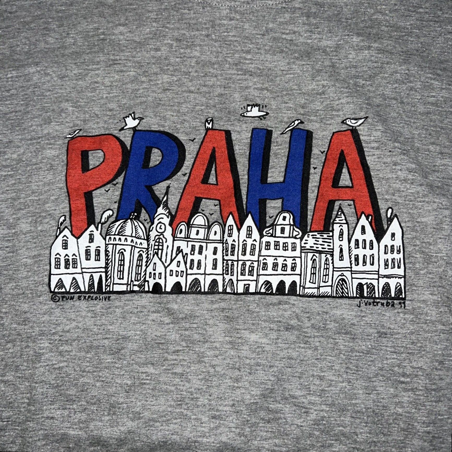 Vintage VINTAGE Praha Art T-Shirt Men Size Large Gray Art 90s Size US L / EU 52-54 / 3 - 2 Thumbnail