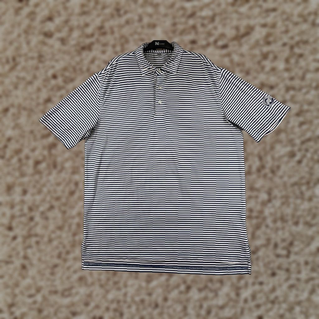 Peter Millar Peter Millar Polo Shirt Mens Large Blue White Stripe Summer Comfort Polyester Size US L / EU 52-54 / 3 - 1 Thumbnail
