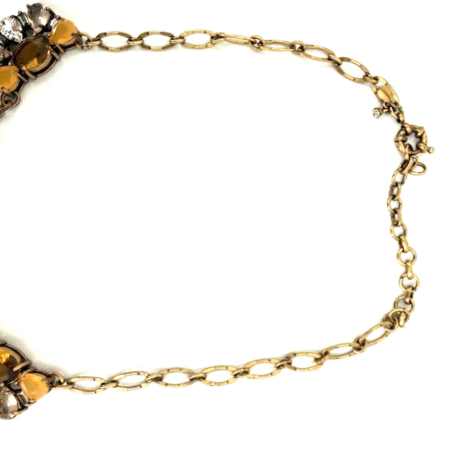 J.Crew J Crew Statement Necklace Gold Tone Amber Clear Rhinestone Size ONE SIZE - 3 Thumbnail